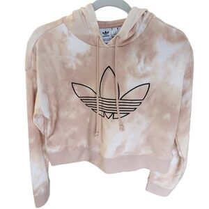Adidas Women's Blush/Beige Tie-Dye Hoodie Sweater